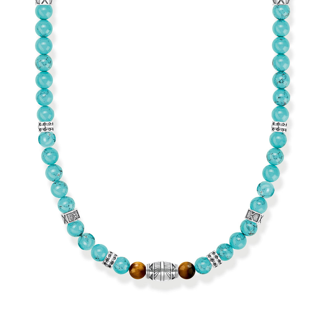 Thomas Sabo Halskette mit Türkisen Beads und Tigerauge Beads Silber - KE2180-364-17-L50