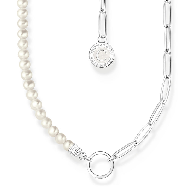 Thomas Sabo Member Charm Halskette mit Weissen Perlen und Charmista Coin Silber - KE2189-158-14-L45V