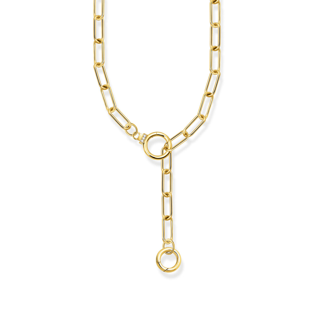 Thomas Sabo Halskette mit zwei Ringverschlüssen und weissen Steinen vergoldet - KE2192-414-14-L47