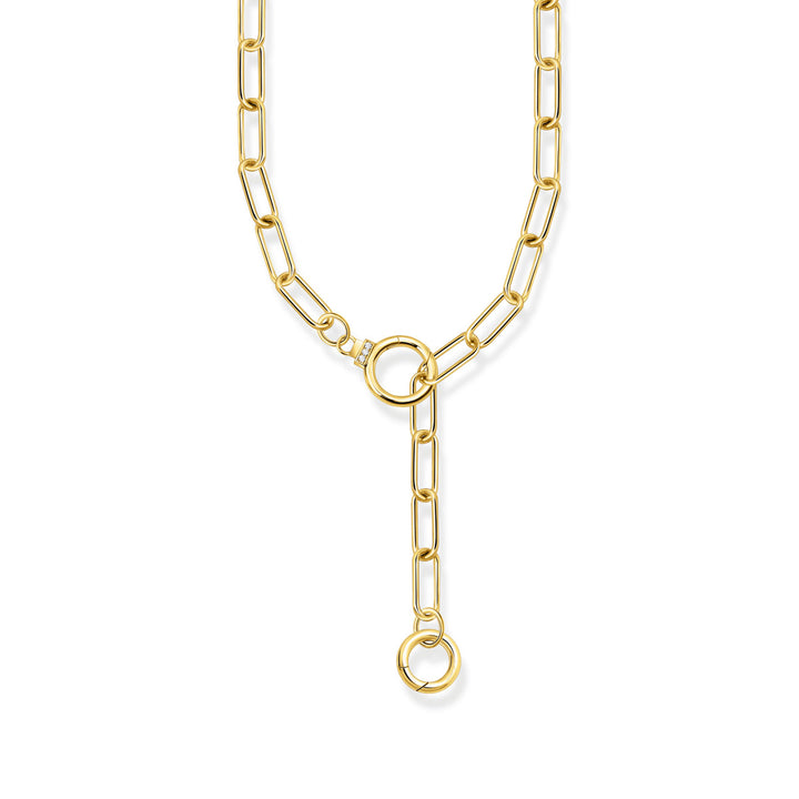 Thomas Sabo Halskette mit zwei Ringverschlüssen und weissen Steinen vergoldet - KE2192-414-14-L47
