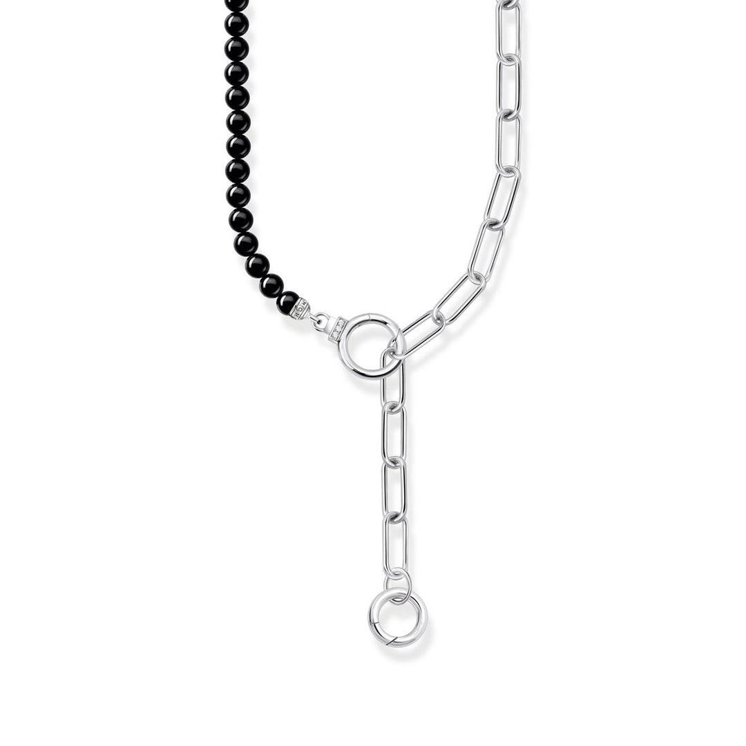 Thomas Sabo Halskette aus Onyx Beads mit weissen Steinen Silber - KE2193-027-11-L47V