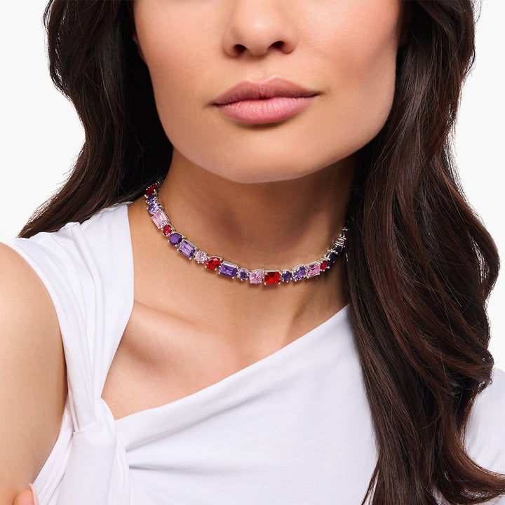 Thomas Sabo Choker Halskette mit bunten Steinen in drei Schliffarten Silber - KE2196-477-7-L42V