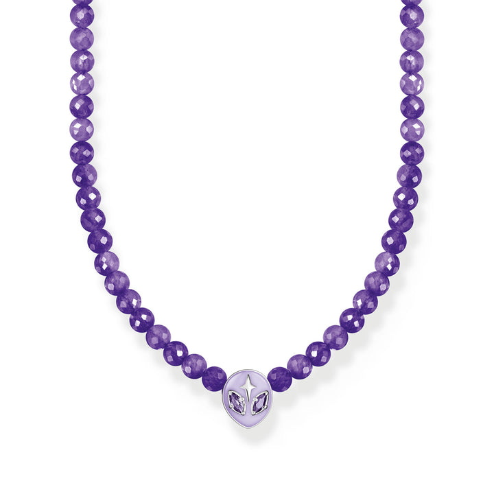 Thomas Sabo Halskette Beads mit Alienkopf und violetter Kaltemaille Silber - KE2199-041-13-L42V