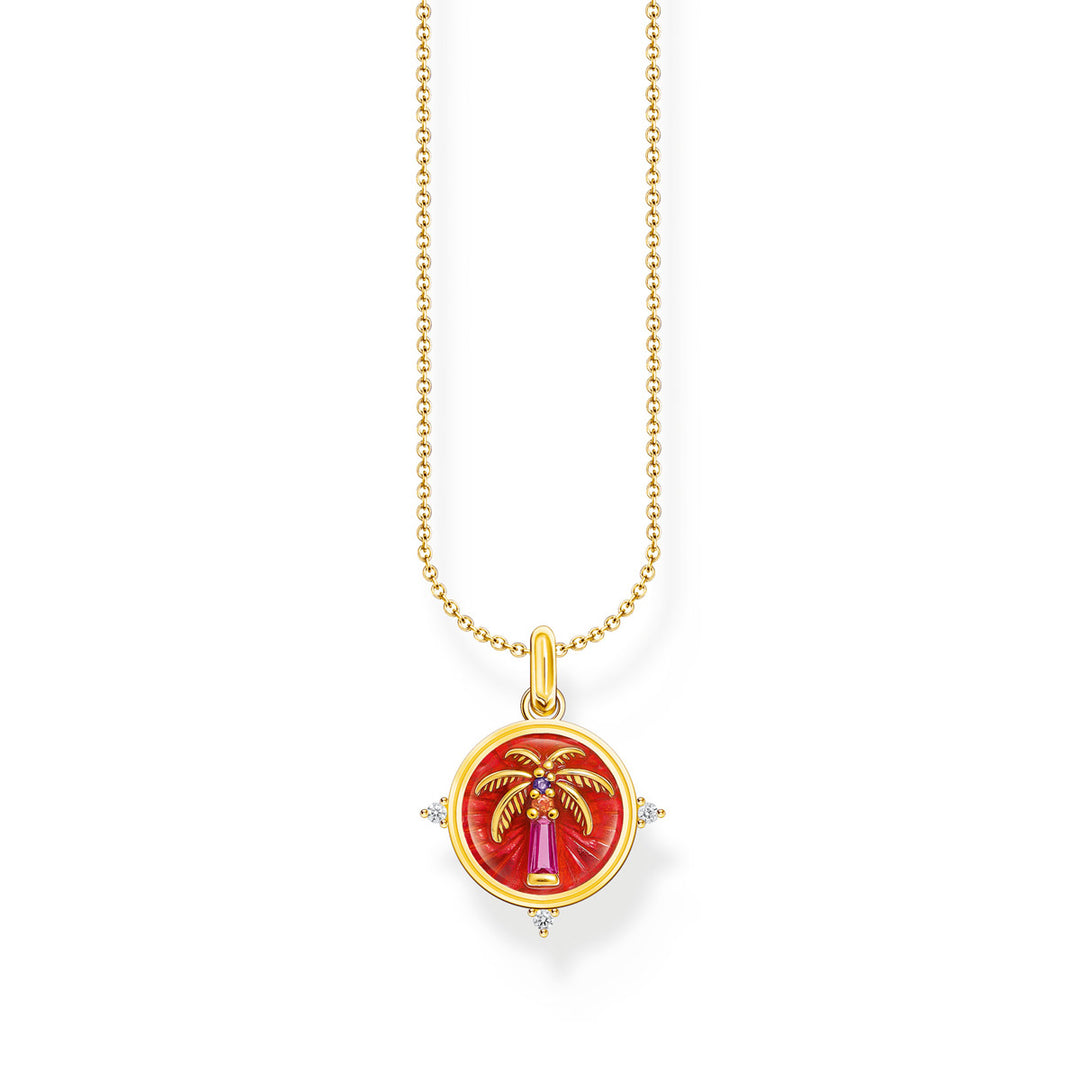 Thomas Sabo Halskette mit Palmen Anhänger und bunten Steinen vergoldet - KE2204-471-7-L45V