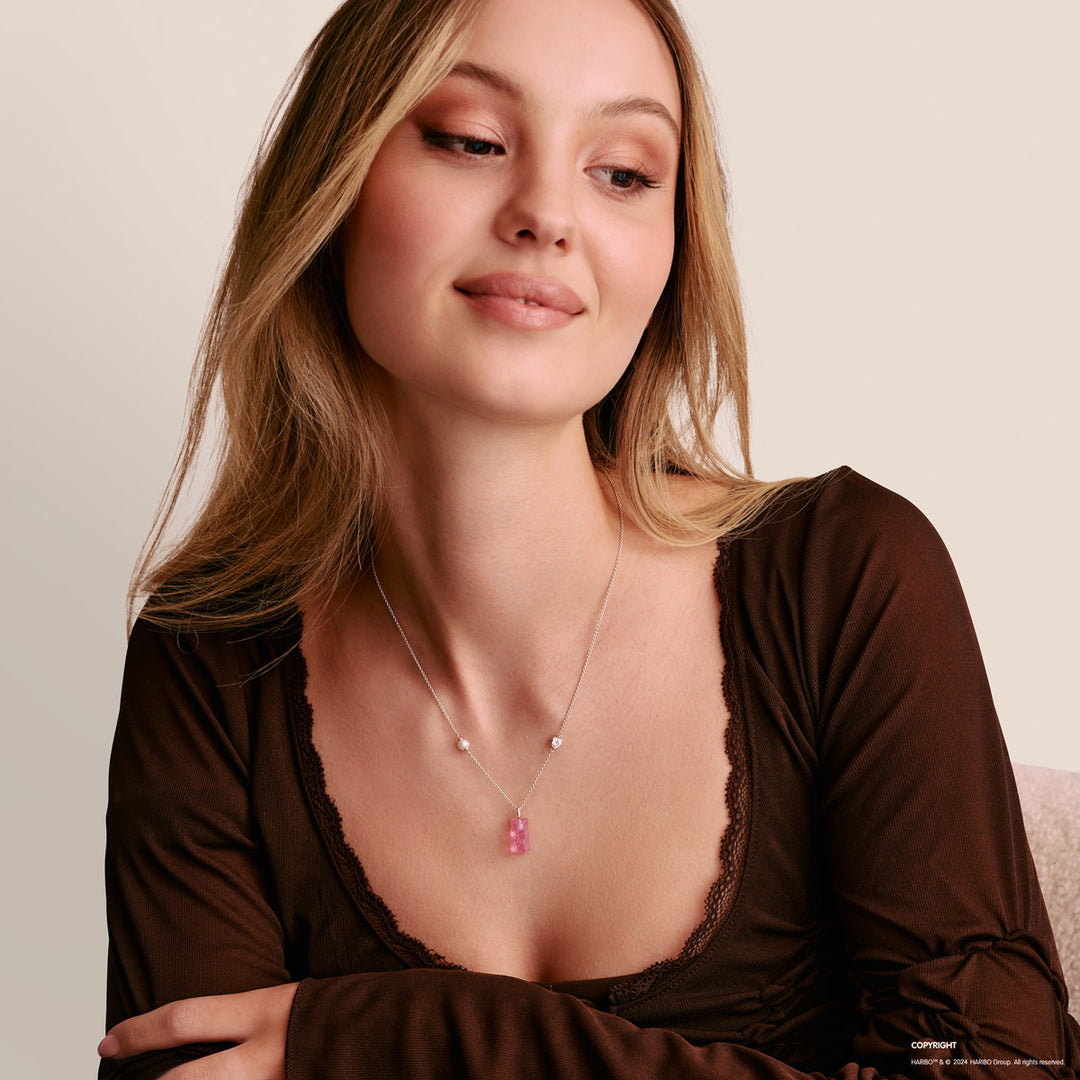 Thomas Sabo Halskette mit pinkem Goldbären-Anhänger und Steinen Silber - KE2206-052-9-L45V