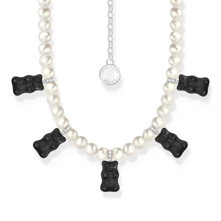 Thomas Sabo Perlenkette mit 5 schwarzen Goldbären Silber - KE2208-052-11-L50v