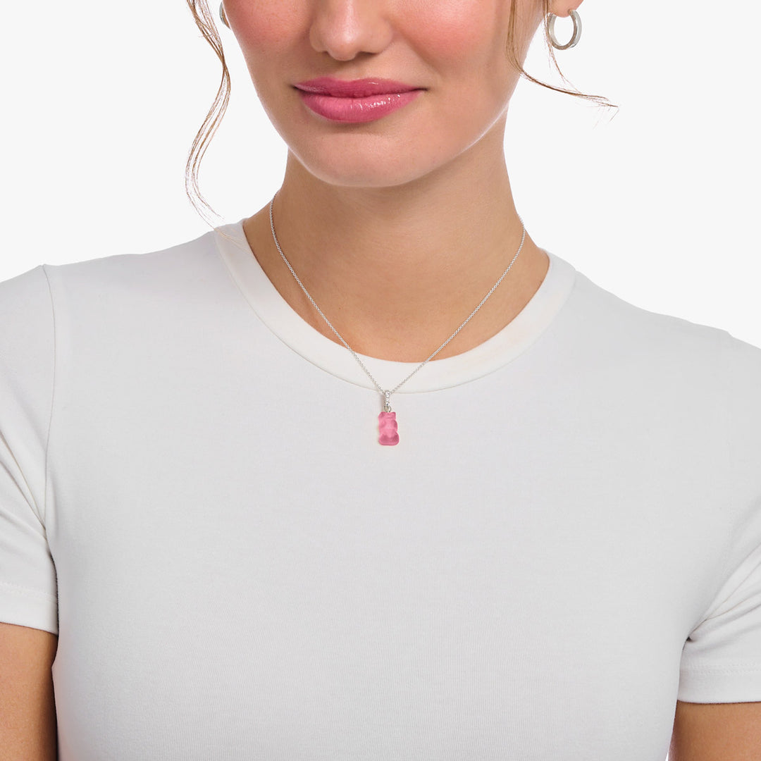 Thomas Sabo Halskette mit pinkem Goldbären-Anhänger und Steinen Silber - KE2209-052-9-L45V