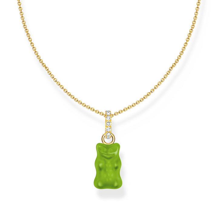 Thomas Sabo Halskette mit grünem Goldbären-Anhänger und Steinen vergoldet - KE2209-414-6-L45V