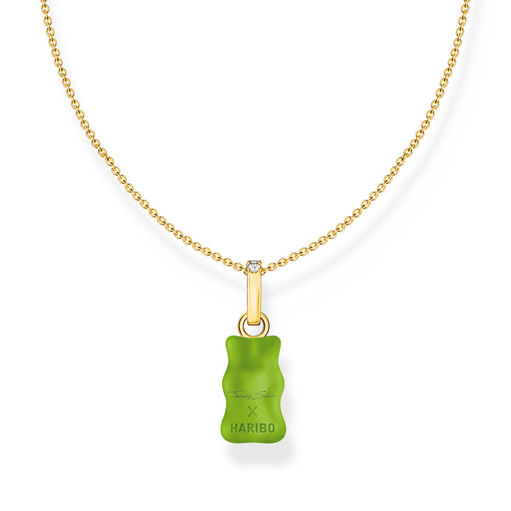 Thomas Sabo Halskette mit grünem Goldbären-Anhänger und Steinen vergoldet - KE2209-414-6-L45V