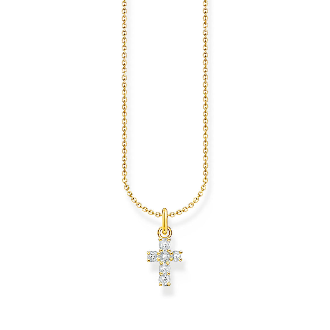 Thomas Sabo Halskette mit weissem Kreuz Anhänger vergoldet - KE2226-414-14-L45V