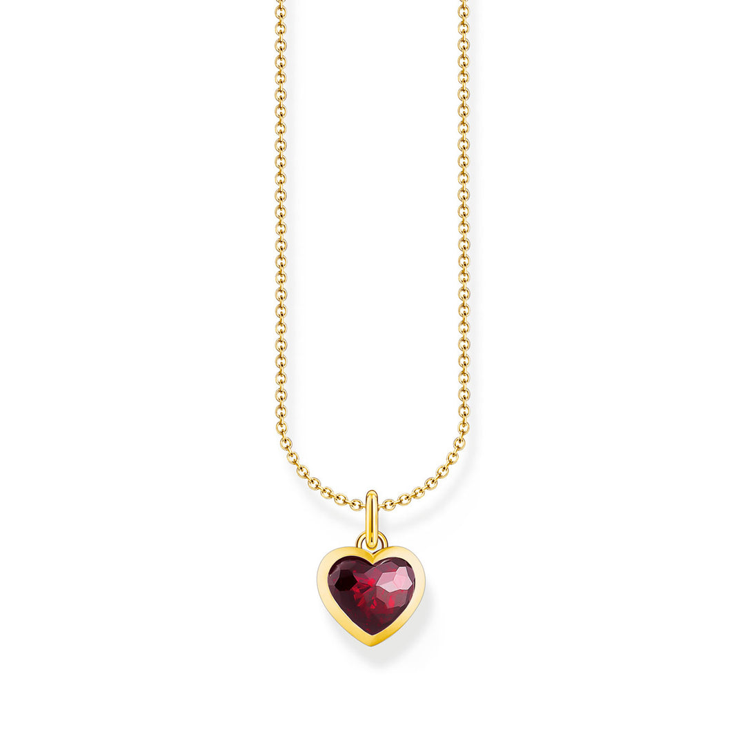 Thomas Sabo Halskette mit dunkelrotem Herz Anhänger vergoldet - KE2268-414-10-L45V