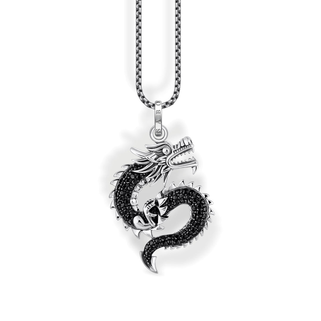 Thomas Sabo Necklace with Dragon Pendant and Black Stones Silver - KE2273-643-11-L50V