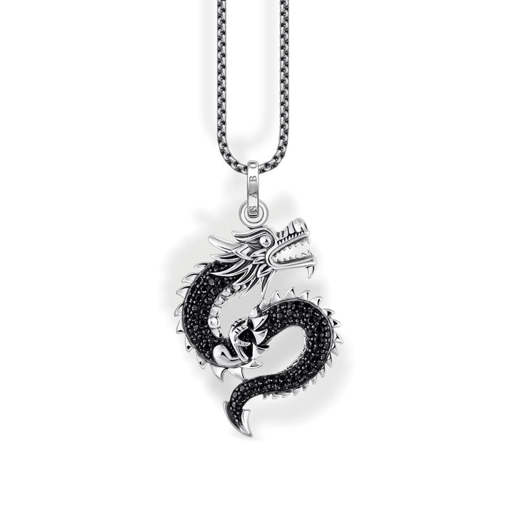 Thomas Sabo Necklace with Dragon Pendant and Black Stones Silver - KE2273-643-11-L50V
