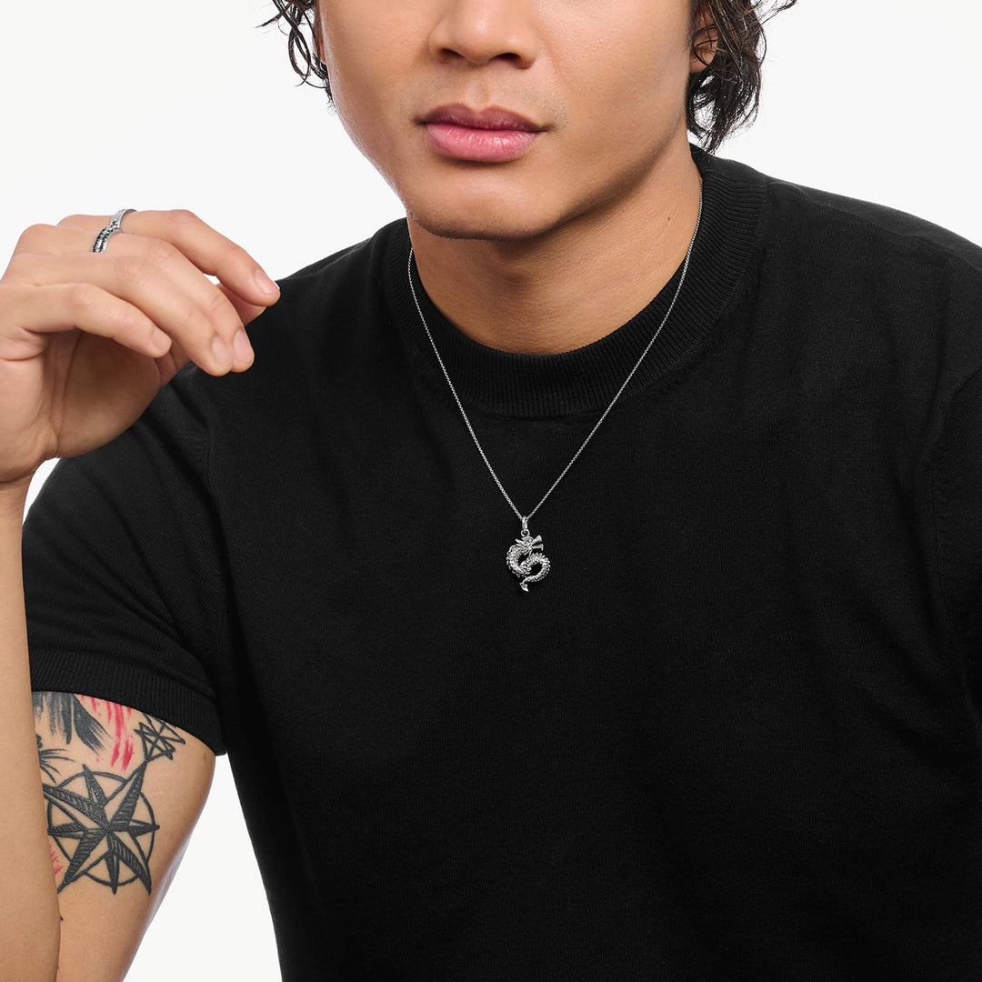 Thomas Sabo Halskette mit Drachen Anhänger Silber geschwärzt - KE2274-637-21-L50V