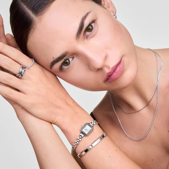 Daniel Wellington Quadro Mini Arch 3-Link White Sunray Silver - DW00100844