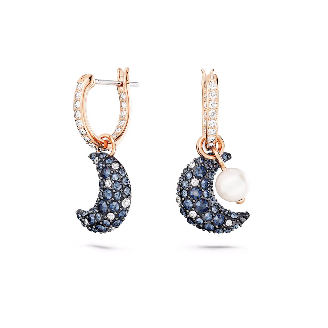 Swarovski Luna Drop Ohrhänger Asymmetrisches Design Mond Roségold - 5671569