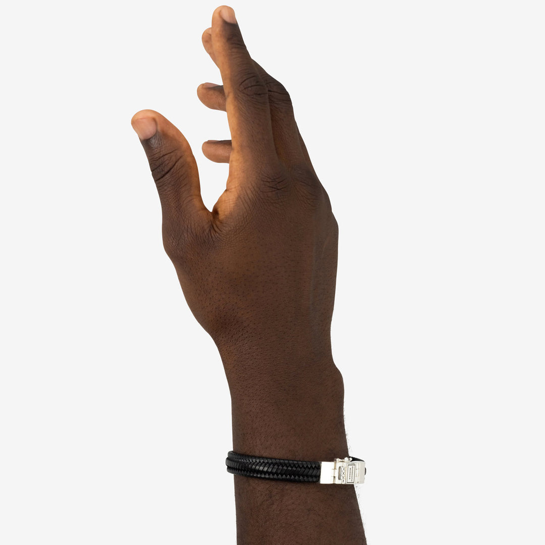 Buddha to Buddha Armband Edwin Small Leder Schwarz