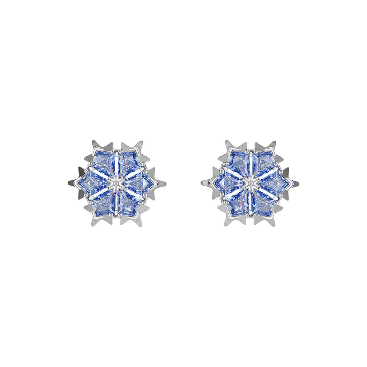 Swarovski Magic Stud Earrings Snowflake Blue Rhodium plated - 5734242