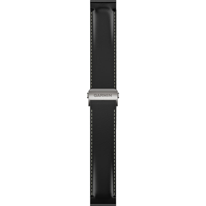 Garmin MARQ QuickFit 22 Black Leather Deployant Strap - 010-14554-08