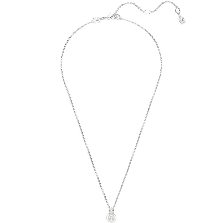 Swarovski Matrix Halskette Kristallperle Rundschliff Weiss Rhodiniert - 5693897