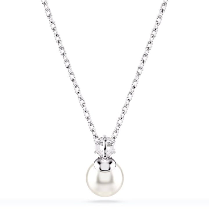 Swarovski Matrix Halskette Kristallperle Rundschliff Weiss Rhodiniert - 5693897