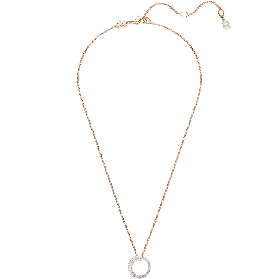 Swarovski Matrix Halskette Kristallperle Rundschliff Weiss Roségold Legierungsschicht - 5692265