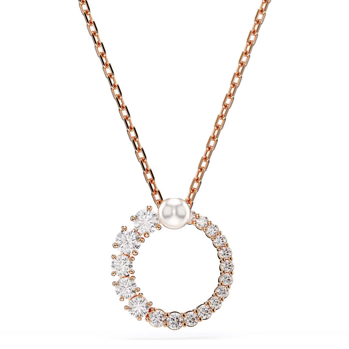 Swarovski Matrix Collier perles de cristal taille ronde Blanc Placage or rose - 5692265