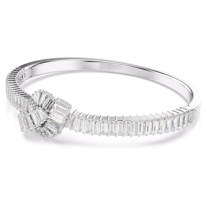 Swarovski Matrix Armreif Baguette Schliff Knoten Weiss Rhodiniert