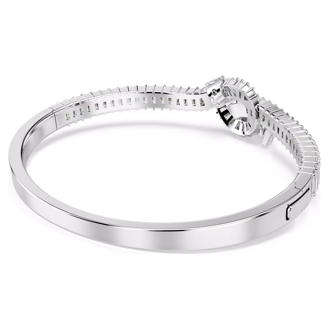 Swarovski Matrix Armreif Baguette Schliff Knoten Weiss Rhodiniert