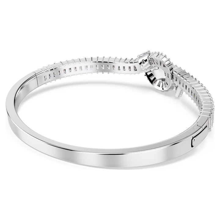 Swarovski Matrix Armreif Baguette Schliff Knoten Weiss Rhodiniert