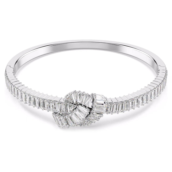 Swarovski Matrix Bangle Baguette cut Knot White Rhodium plated
