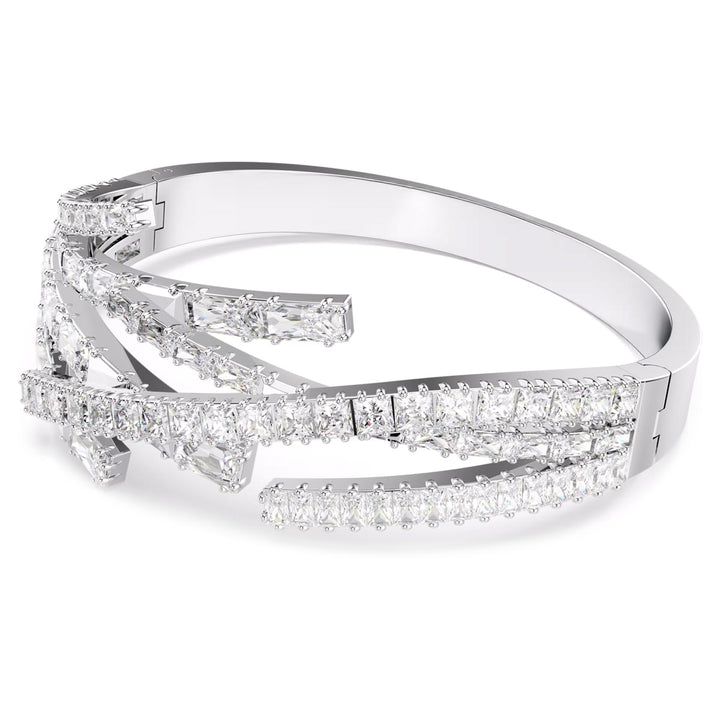 Swarovski Matrix Armreif Verschiedene Schliffe Weiss Rhodiniert