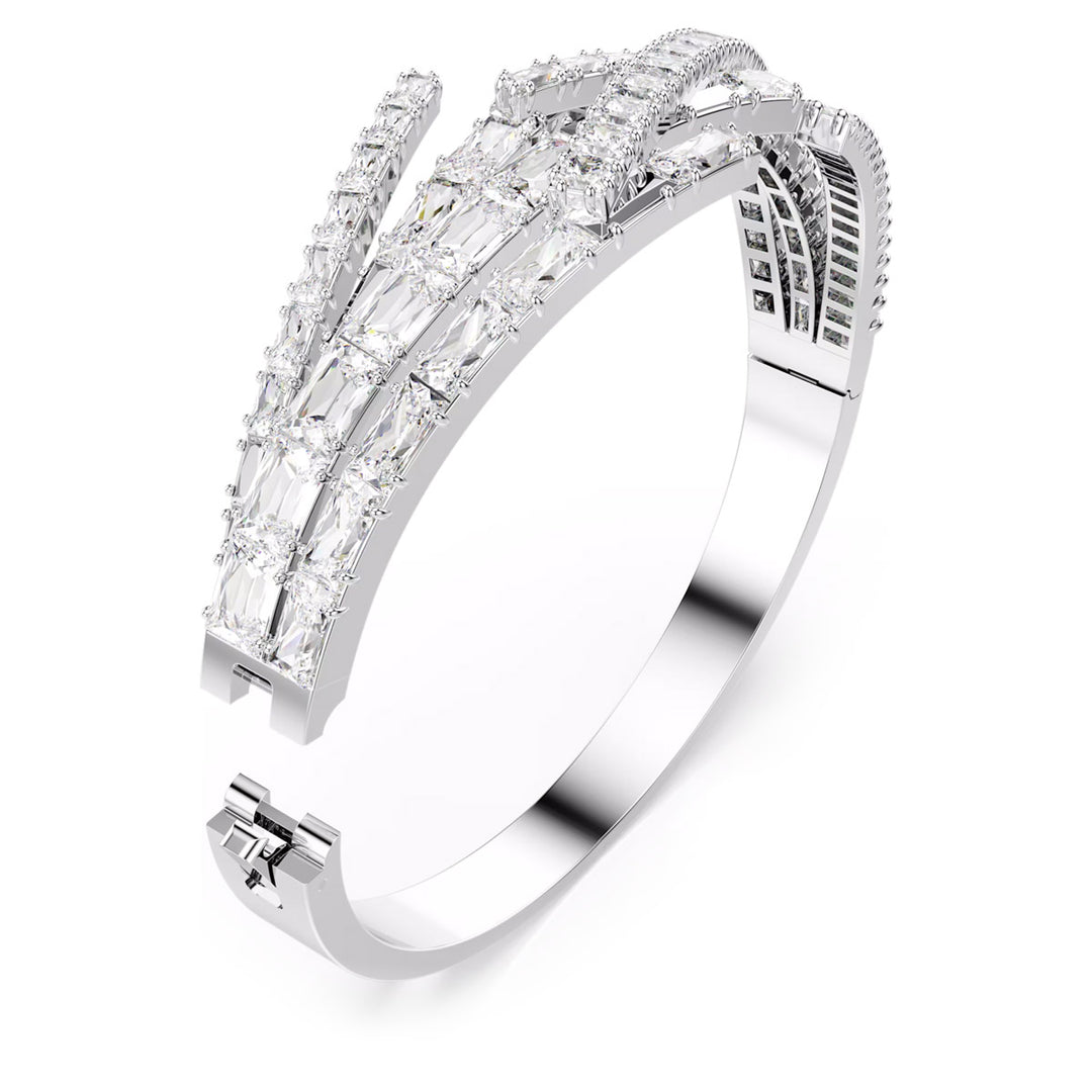 Swarovski Matrix Armreif Verschiedene Schliffe Weiss Rhodiniert