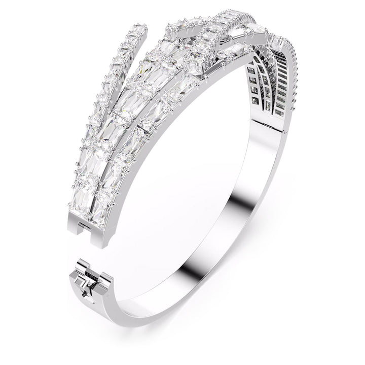 Swarovski Matrix Armreif Verschiedene Schliffe Weiss Rhodiniert