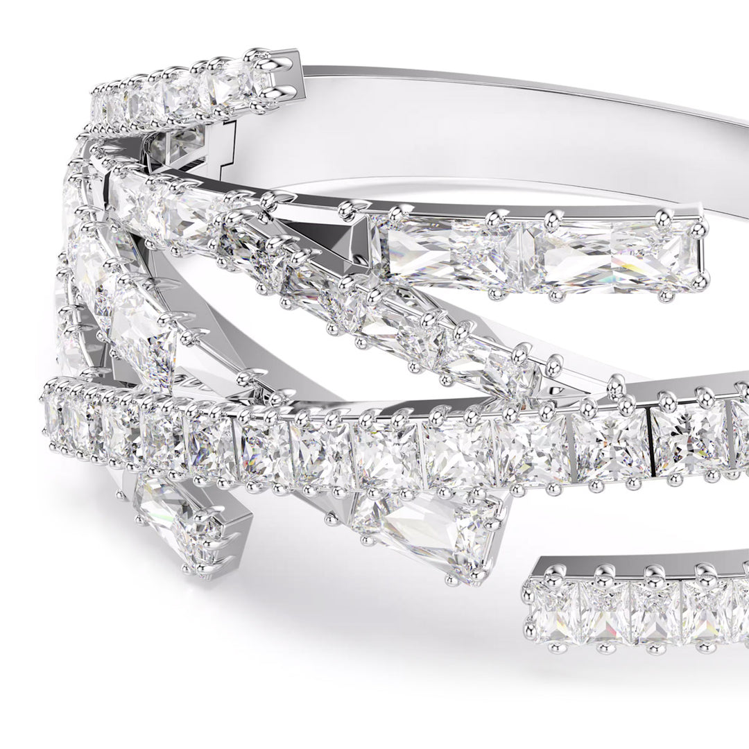Swarovski Matrix Armreif Verschiedene Schliffe Weiss Rhodiniert