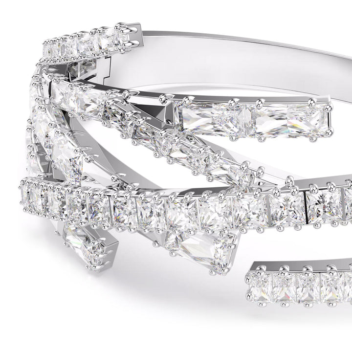 Swarovski Matrix Armreif Verschiedene Schliffe Weiss Rhodiniert