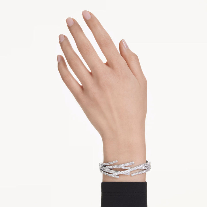 Swarovski Matrix Armreif Verschiedene Schliffe Weiss Rhodiniert