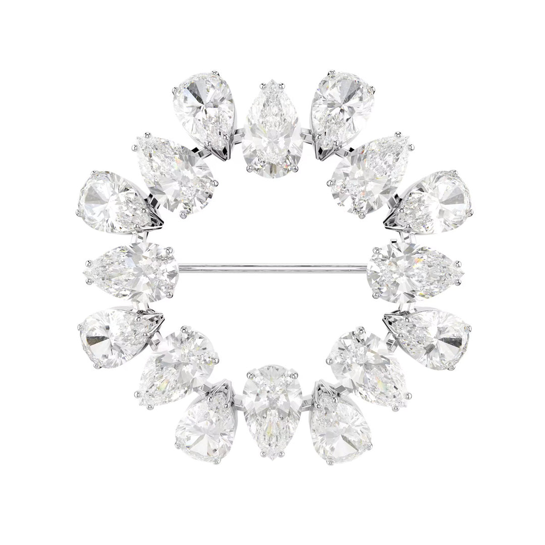 Swarovski Spilla Matrix Taglio Pear Bianca Placcato rodio - 5714646