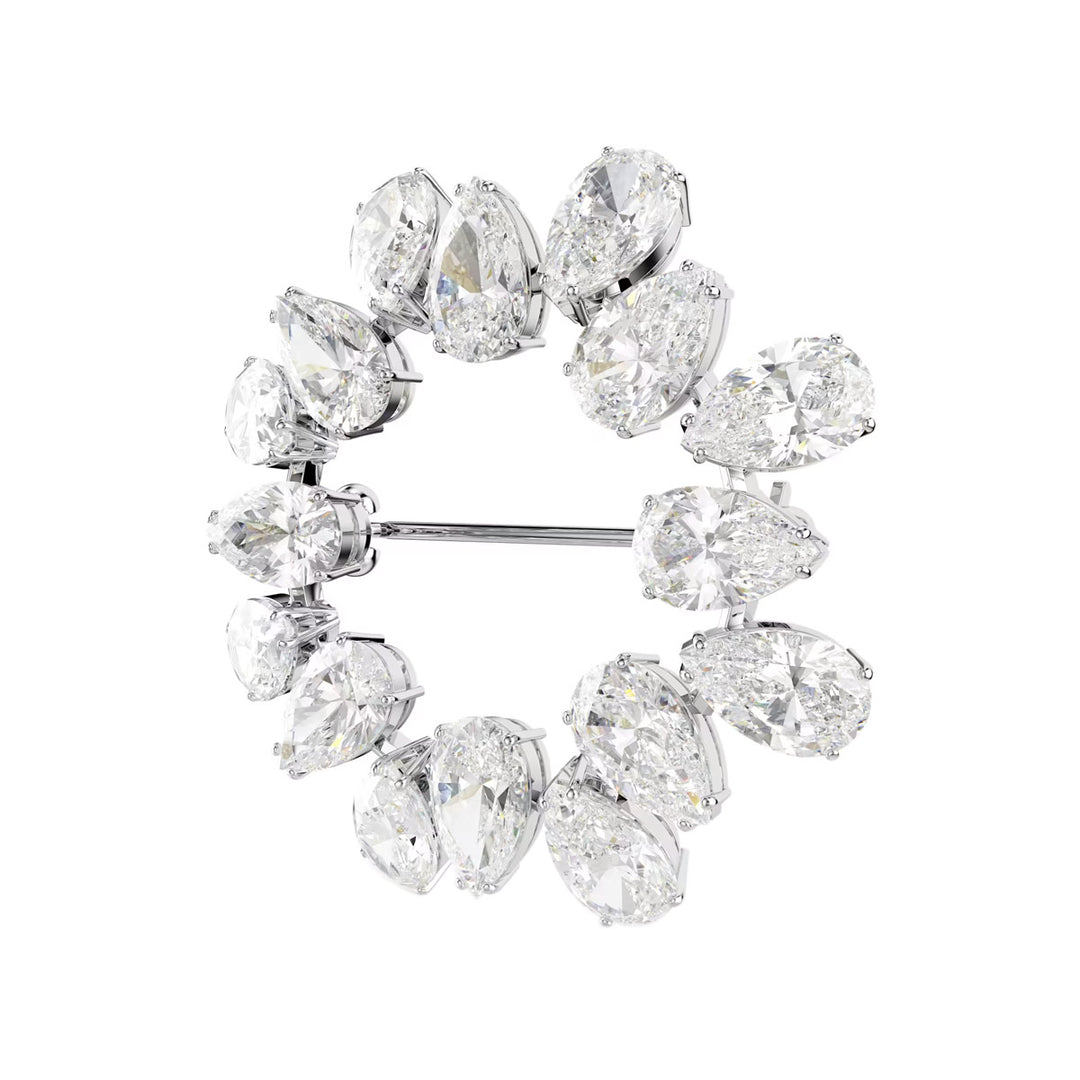 Swarovski Matrix Brosche Tropfenschliff Weiss Rhodiniert - 5714646