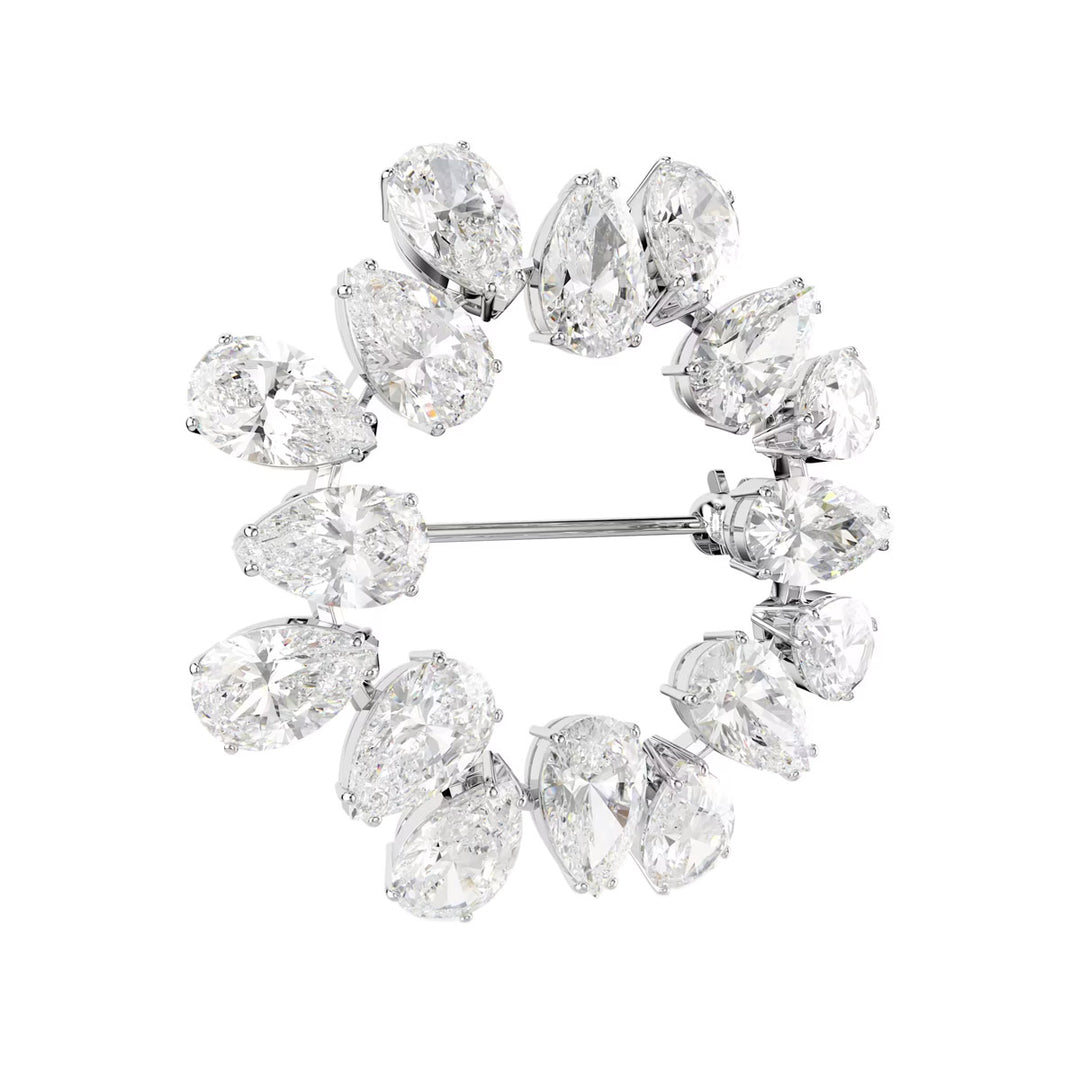 Swarovski Matrix Brosche Tropfenschliff Weiss Rhodiniert - 5714646