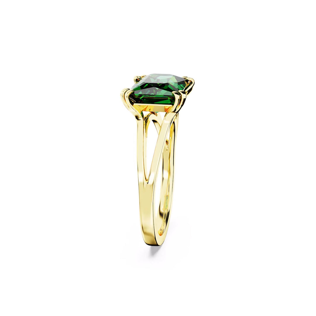 Swarovski Stilla Cocktail Ring Rechteckschliff Grün Goldlegierungsschicht