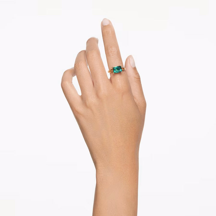 Swarovski Stilla Cocktail Ring Rechteckschliff Grün Goldlegierungsschicht