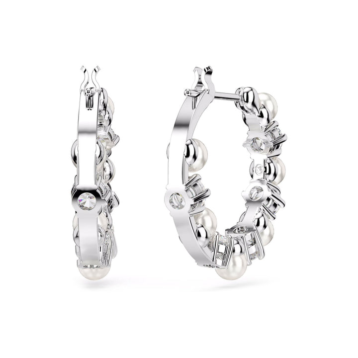 Swarovski Matrix Drop Ohrhänger Kristallperle Rundschliff Weiss Rhodiniert - 5709256
