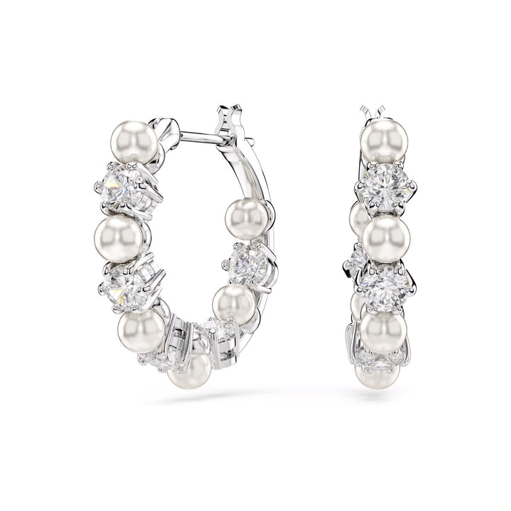 Swarovski Matrix Drop Ohrhänger Kristallperle Rundschliff Weiss Rhodiniert - 5709256