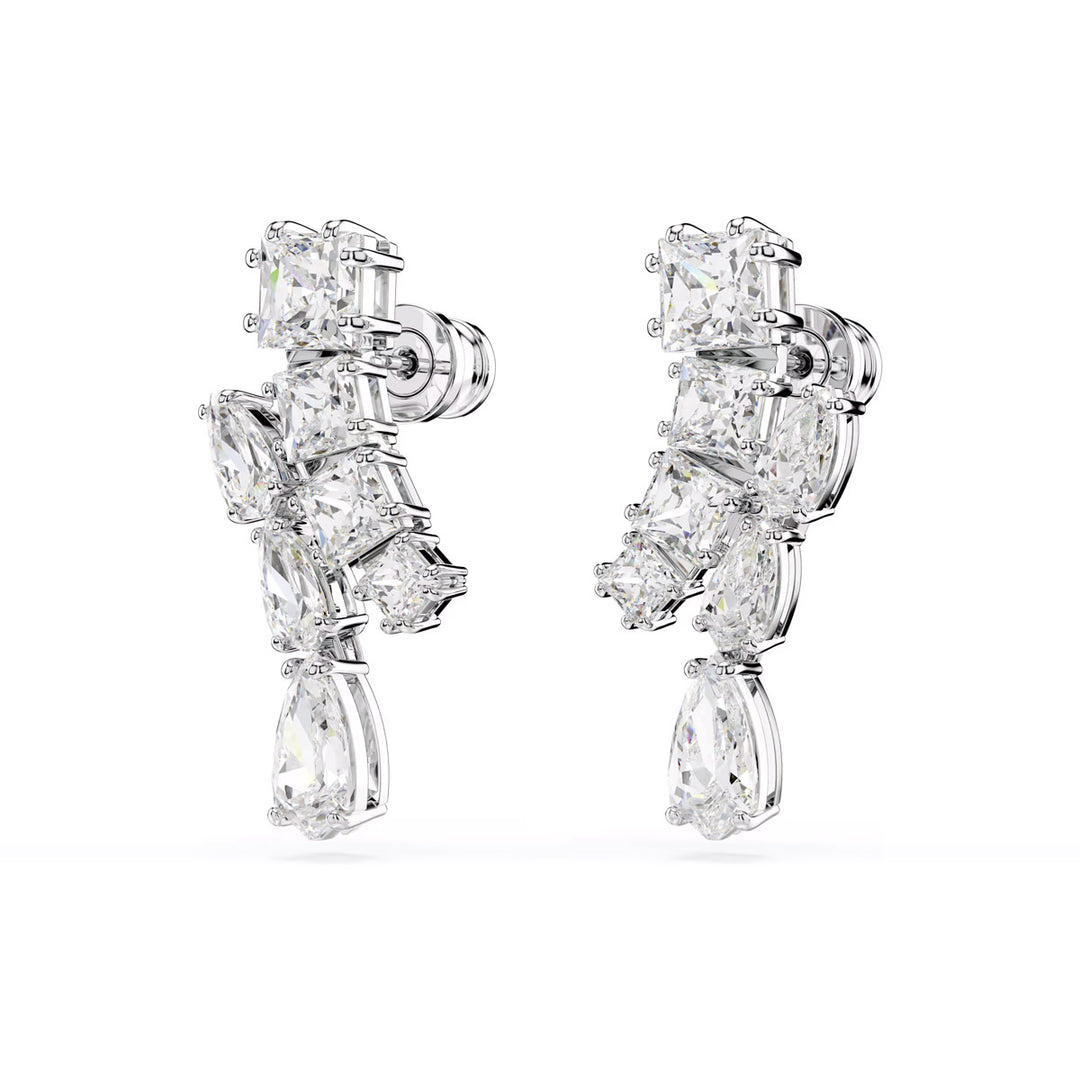 Swarovski Matrix Drop Ohrhänger Verschiedene Schliffe Weiss Rhodiniert - 5700418