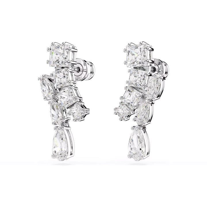 Swarovski Matrix Drop Ohrhänger Verschiedene Schliffe Weiss Rhodiniert - 5700418