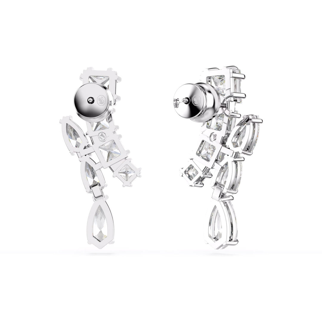 Swarovski Matrix Drop Ohrhänger Verschiedene Schliffe Weiss Rhodiniert - 5700418