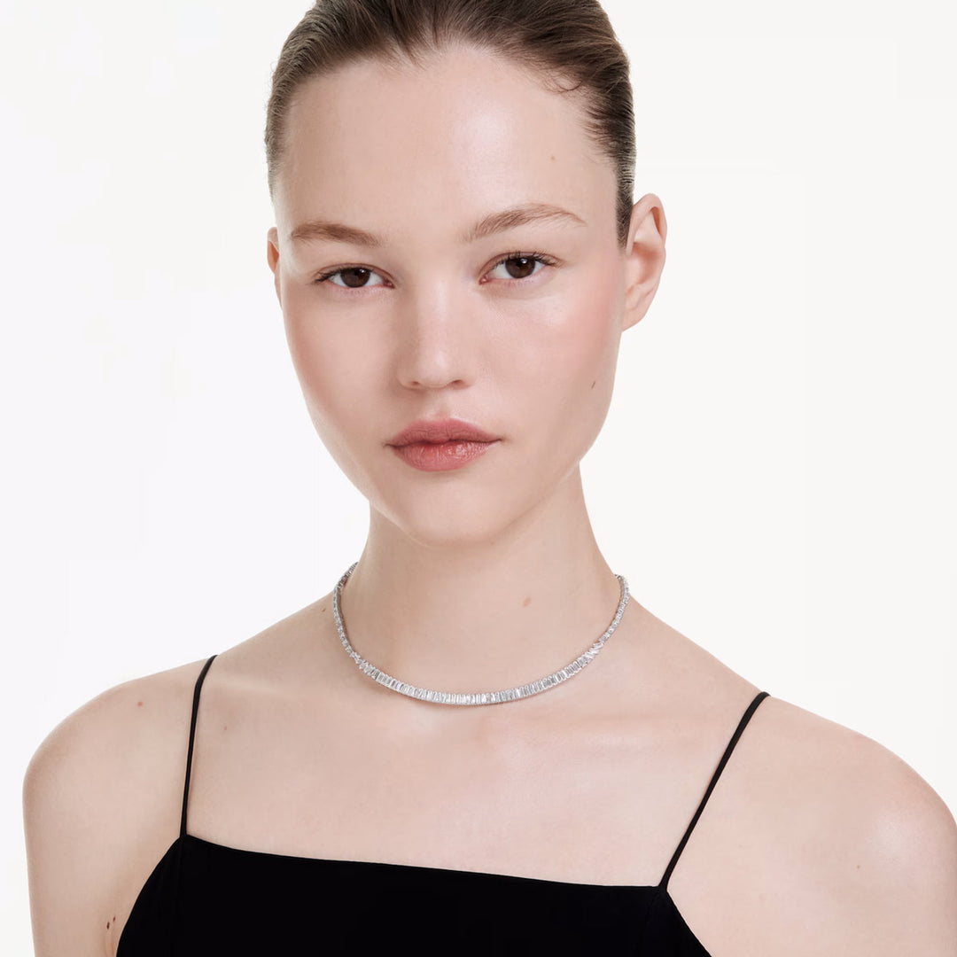 Swarovski Matrix Halskette Baguette Schliff Weiss Rhodiniert - 5727111
