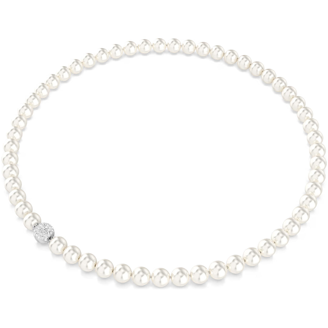Swarovski Matrix Halskette Kristallperle Weiss Rhodiniert - 5747746