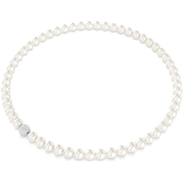 Swarovski Matrix Halskette Kristallperle Weiss Rhodiniert - 5747746
